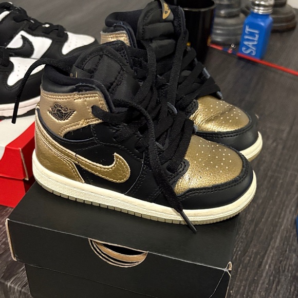 Nike Kids Black and Gold High-Top Sneakers - Picture 1 of 1